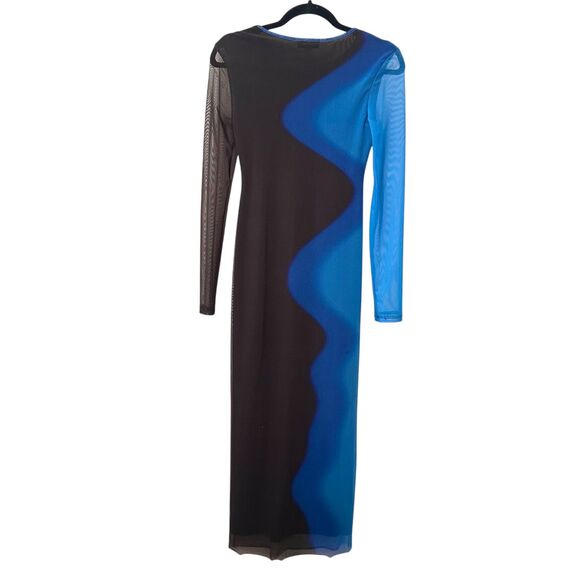 TOPSHOP Mesh Abstract Bodycon Midi Dress‎ Sz 0-2 - Picture 3 of 7